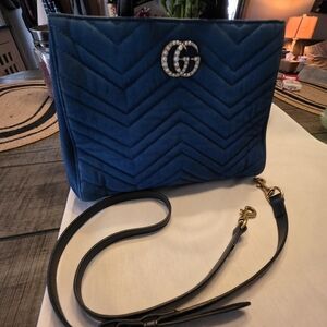 Gucci Blue DENIM GG Marmont Shoulder Bag